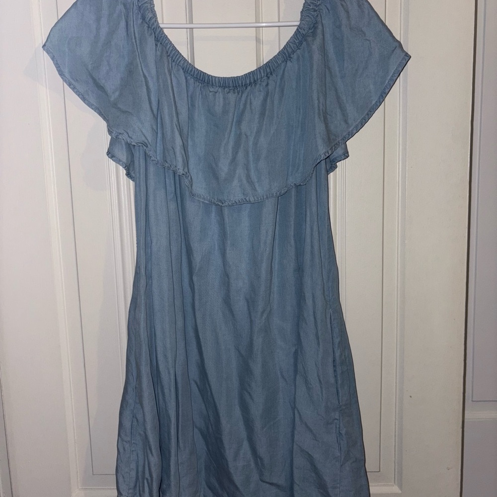 Blue Off-Shoulder Dress